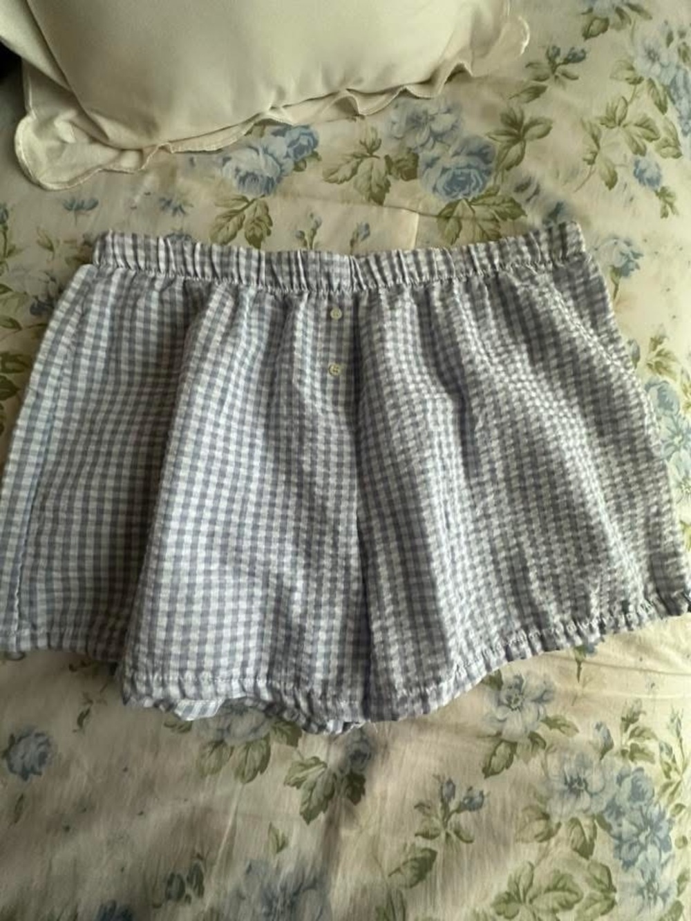 Blue and White Gingham Lounge Shorts
